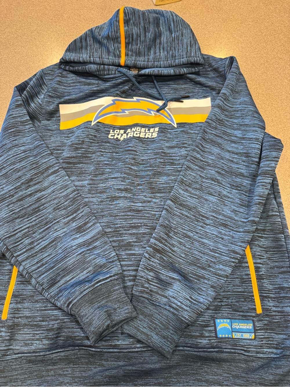Mens XL NFL team apparel, long sleeve hoodie, LA Chargers